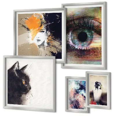 Modern abstract portrait wall art set set of 5 pieces