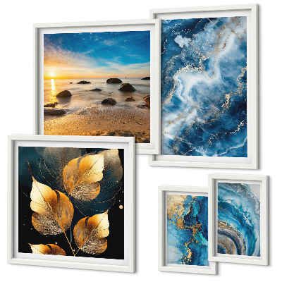Gallery wall Abstract blue landscapes