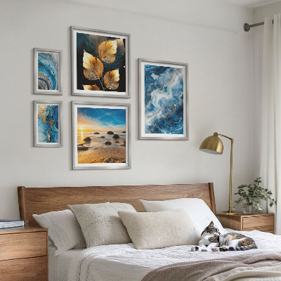 Gallery wall Abstract blue landscapes