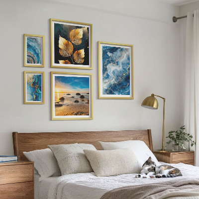 Gallery wall Abstract blue landscapes
