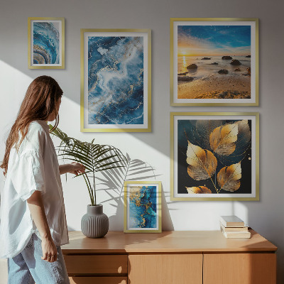 Gallery wall Abstract blue landscapes