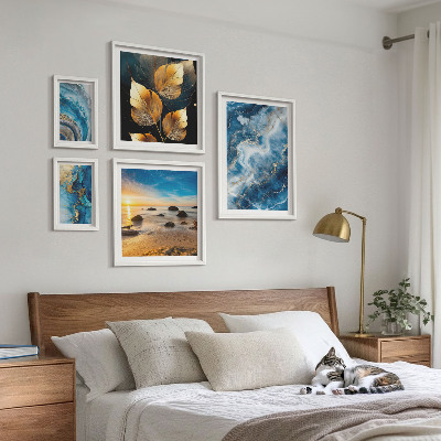 Gallery wall Abstract blue landscapes
