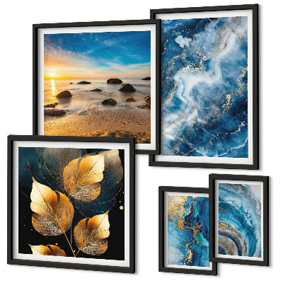 Gallery wall Abstract blue landscapes