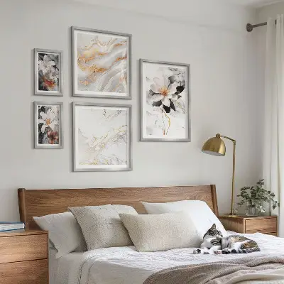 Framed photo set flowers marble elegance design