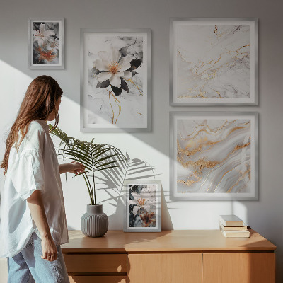 Framed photo set Flowers marble elegance