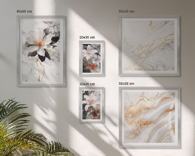 Framed photo set Flowers marble elegance