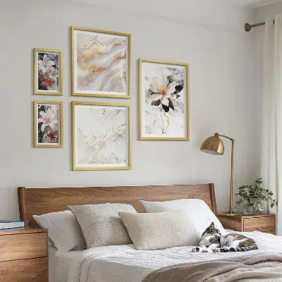 Framed photo set flowers marble elegance design