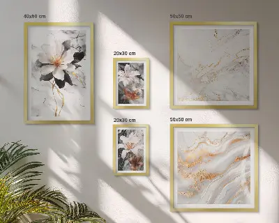 Framed photo set flowers marble elegance design