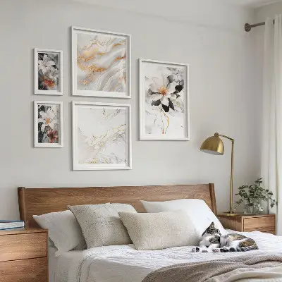 Framed photo set flowers marble elegance design