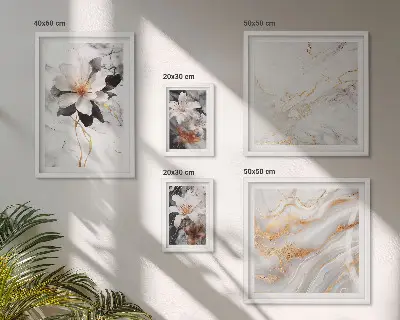 Framed photo set flowers marble elegance design