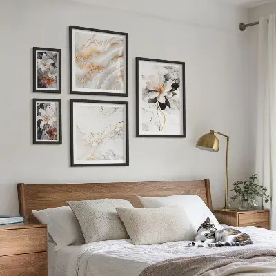 Framed photo set flowers marble elegance design