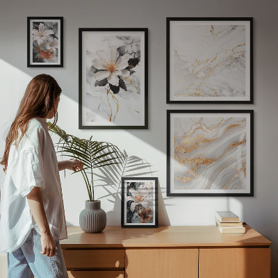 Framed photo set Flowers marble elegance