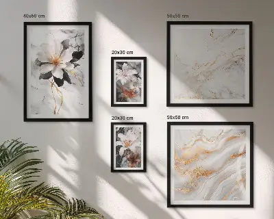 Framed photo set flowers marble elegance design