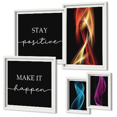 Set of 5 wall art pieces Quotes, light patterns, inspirations