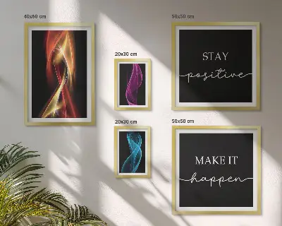 5-piece wall art set with quotes, light patterns, and inspirational designs