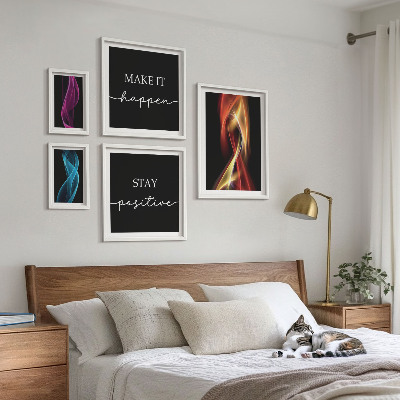 Set of 5 wall art pieces Quotes, light patterns, inspirations