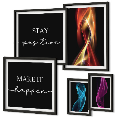 Set of 5 wall art pieces Quotes, light patterns, inspirations