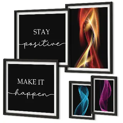 5-piece wall art set with quotes, light patterns, and inspirational designs