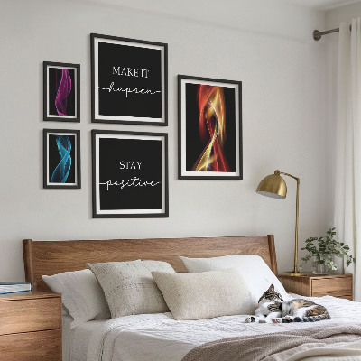 Set of 5 wall art pieces Quotes, light patterns, inspirations