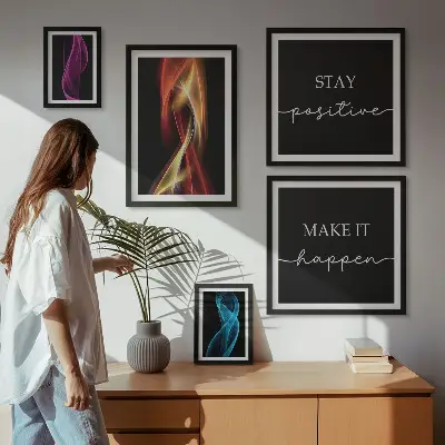 5-piece wall art set with quotes, light patterns, and inspirational designs