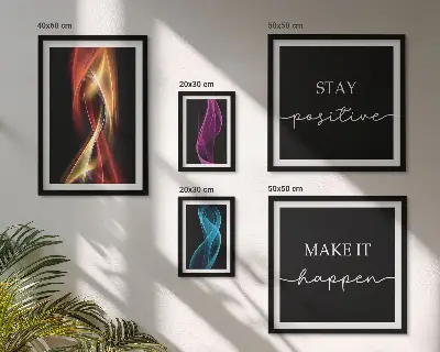 5-piece wall art set with quotes, light patterns, and inspirational designs