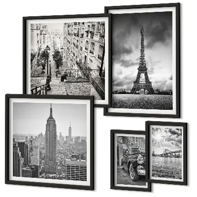 Gallery wall city landscapes and architectural icons