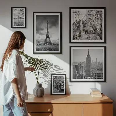 Gallery wall city landscapes and architectural icons