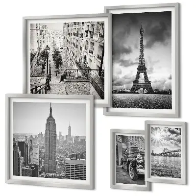 Gallery wall city landscapes and architectural icons