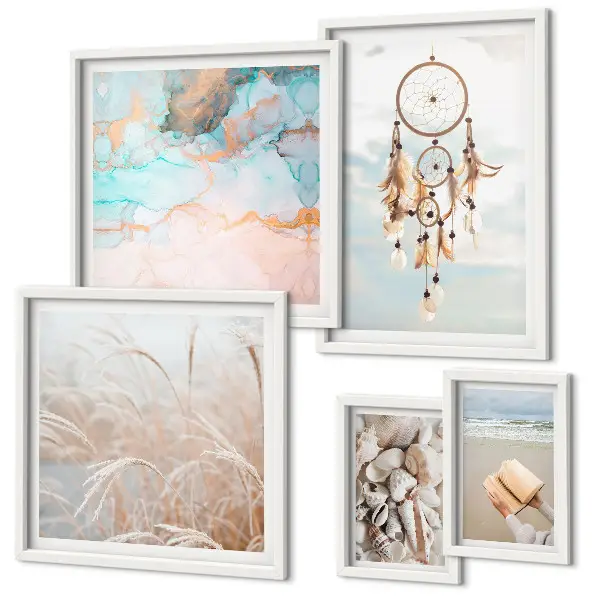 Framed photo set boho nature beach theme