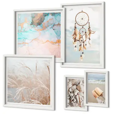 Framed photo set boho nature beach theme