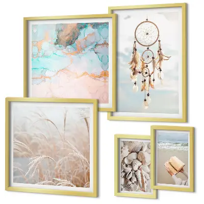 Framed photo set boho nature beach theme