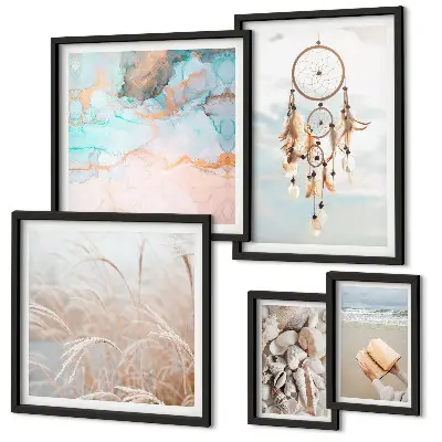 Framed photo set boho nature beach theme
