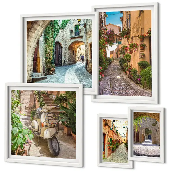 Gallery wall charming flower-lined streets