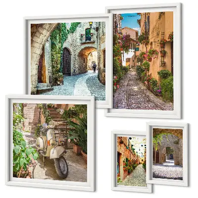 Gallery wall charming flower-lined streets