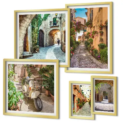 Gallery wall charming flower-lined streets