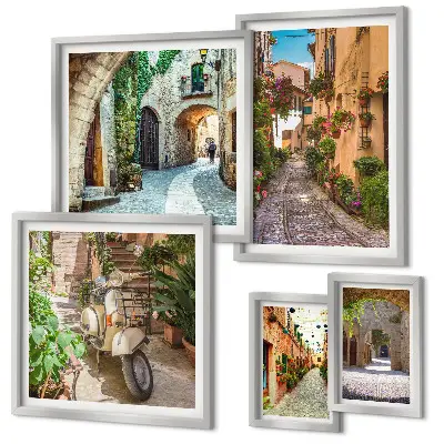 Gallery wall charming flower-lined streets
