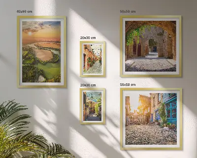 Set of 5 wall art pieces featuring charming picturesque streets