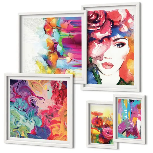 Colorful abstract portrait wall art set set of 5 pieces