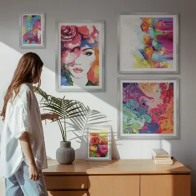 Colorful abstract portrait wall art set set of 5 pieces