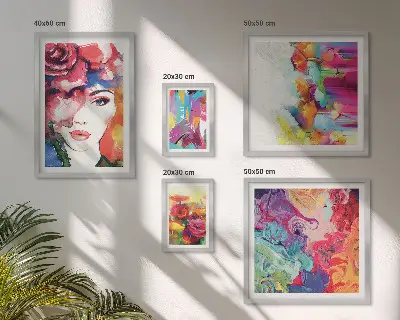 Colorful abstract portrait wall art set set of 5 pieces