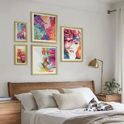 Colorful abstract portrait wall art set set of 5 pieces