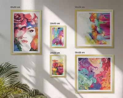 Colorful abstract portrait wall art set set of 5 pieces