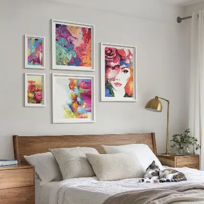 Colorful abstract portrait wall art set set of 5 pieces