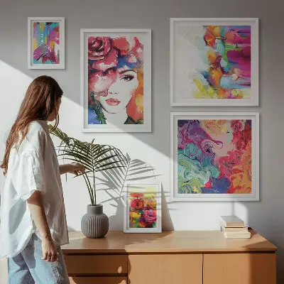 Colorful abstract portrait wall art set set of 5 pieces