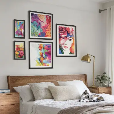 Colorful abstract portrait wall art set set of 5 pieces