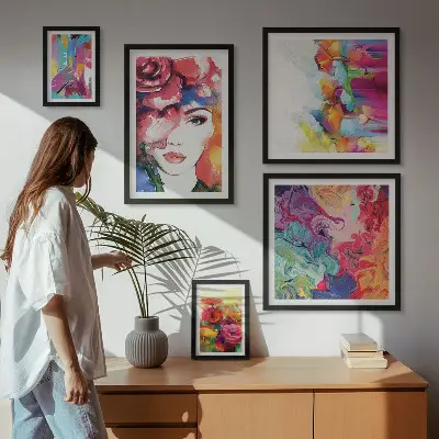 Colorful abstract portrait wall art set set of 5 pieces