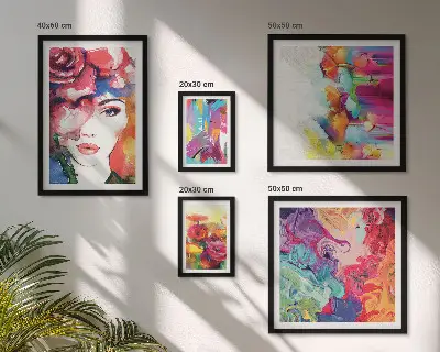 Colorful abstract portrait wall art set set of 5 pieces