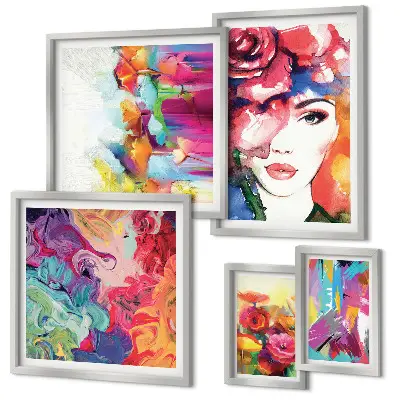 Colorful abstract portrait wall art set set of 5 pieces