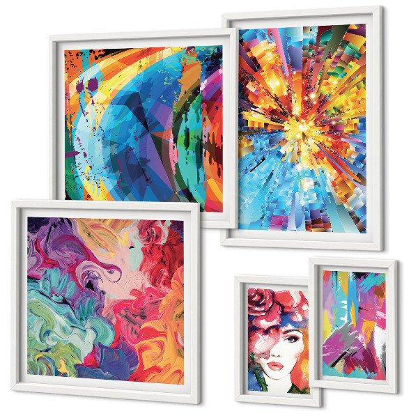 Set of 5 wall art pieces Abstract colorful compositions