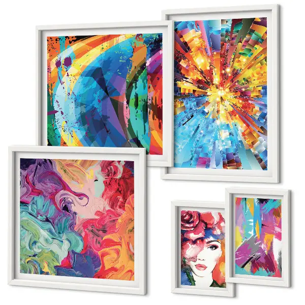 Set of 5 abstract colorful wall art pieces colorful compositions composition set